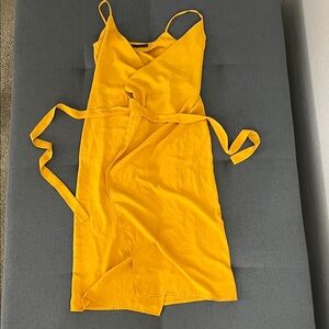 Sunny Yellow Midi Wrap Dress